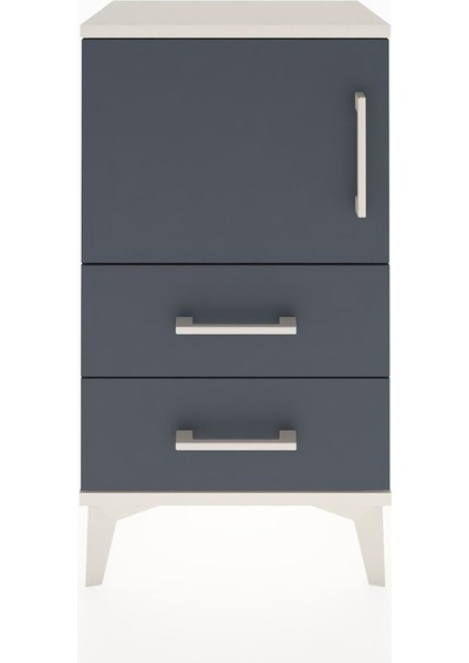 Arges Komodin 2 Raflı 2 Çekmeceli Tek Kapaklı 44X30X80 Aytaşı-Antrasit