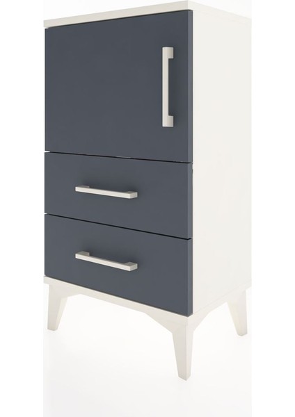 Arges Komodin 2 Raflı 2 Çekmeceli Tek Kapaklı 44X30X80 Aytaşı-Antrasit indirimleri