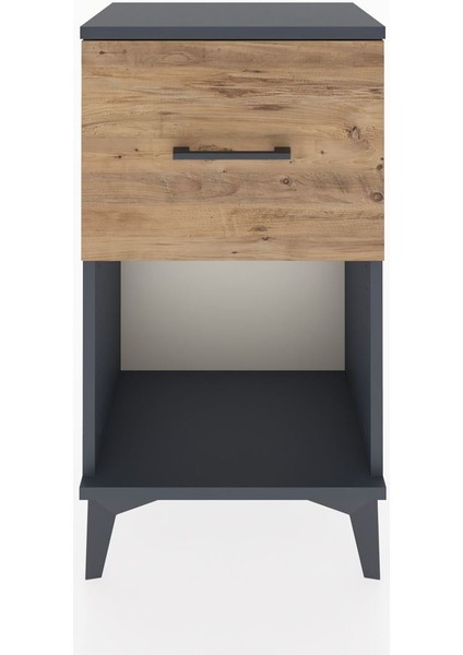 Arges Komodin Tek Çekmeceli 44X30X80 Antrasit-Çam