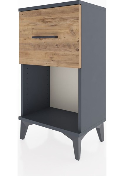 Arges Komodin Tek Çekmeceli 44X30X80 Antrasit-Çam indirimleri