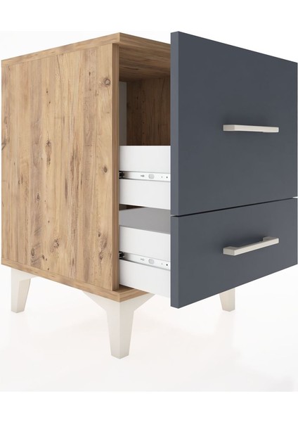 Hyperion Komodin 2 Çekmeceli 44X44X64 Çam-Antrasit fırsatları