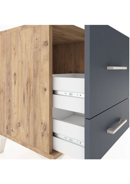 Hyperion Komodin 2 Çekmeceli 44X44X64 Çam-Antrasit indirimleri