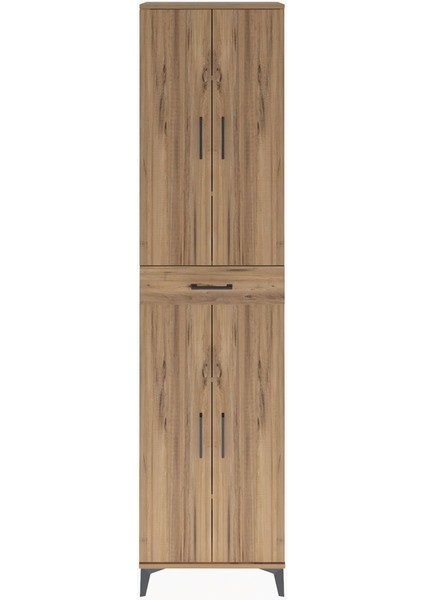 Arges Dolap 5 Raflı Tek Çekmeceli 4 Kapaklı 60X30X243 Çam-Çam