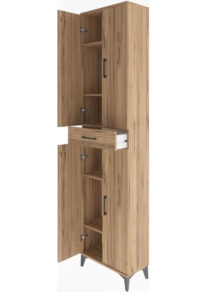 Arges Dolap 5 Raflı Tek Çekmeceli 4 Kapaklı 60X30X243 Çam-Çam fırsatları