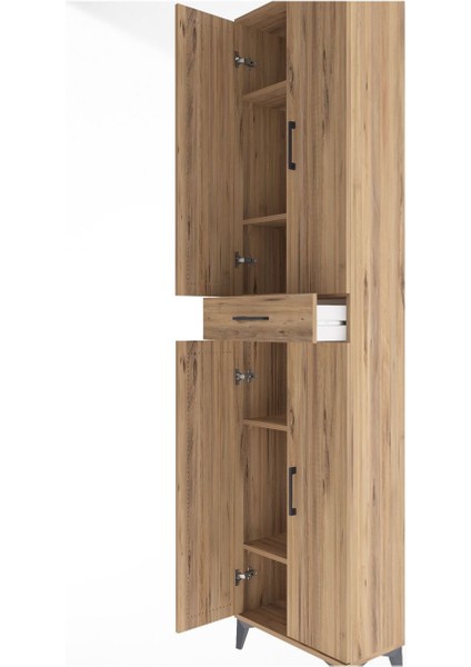 Arges Dolap 5 Raflı Tek Çekmeceli 4 Kapaklı 60X30X243 Çam-Çam indirimleri