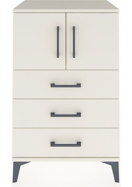 Hyperion Komodin Tek Raflı 3 Çekmeceli 2 Kapaklı 60X44X96 Aytaşı-Aytaşı