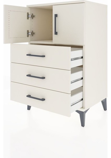 Hyperion Komodin Tek Raflı 3 Çekmeceli 2 Kapaklı 60X44X96 Aytaşı-Aytaşı fırsatları