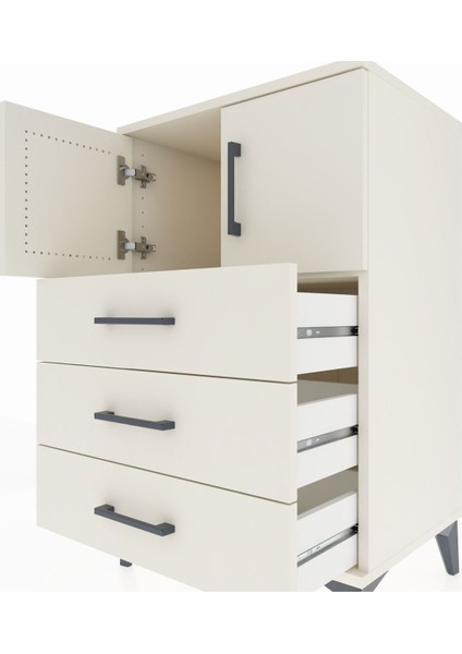 Hyperion Komodin Tek Raflı 3 Çekmeceli 2 Kapaklı 60X44X96 Aytaşı-Aytaşı indirimleri