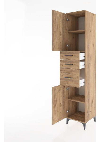 Hyperion Dolap 3 Raflı 3 Çekmeceli 2 Kapaklı 44X44X221 Çam-Çam fırsatları