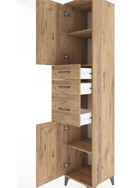 Hyperion Dolap 3 Raflı 3 Çekmeceli 2 Kapaklı 44X44X221 Çam-Çam indirimleri