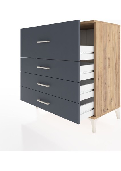 Hyperion Şifonyer 4 Çekmeceli 88X44X96 Çam-Antrasit fırsatları