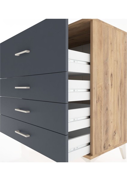 Hyperion Şifonyer 4 Çekmeceli 88X44X96 Çam-Antrasit indirimleri