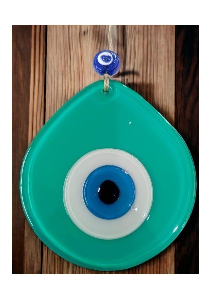 Mavi Nazar Boncuklu Açık Yeşil Renk Nazar Boncuklu Damla Desen El Yapımı Duvar Süsü fırsatları