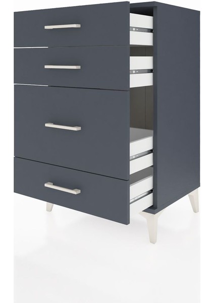 Hyperion Komodin 4 Çekmeceli 60X44X96 Antrasit-Antrasit fırsatları