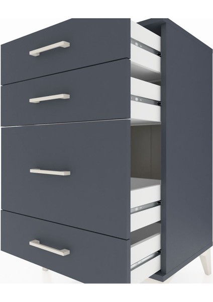 Hyperion Komodin 4 Çekmeceli 60X44X96 Antrasit-Antrasit indirimleri