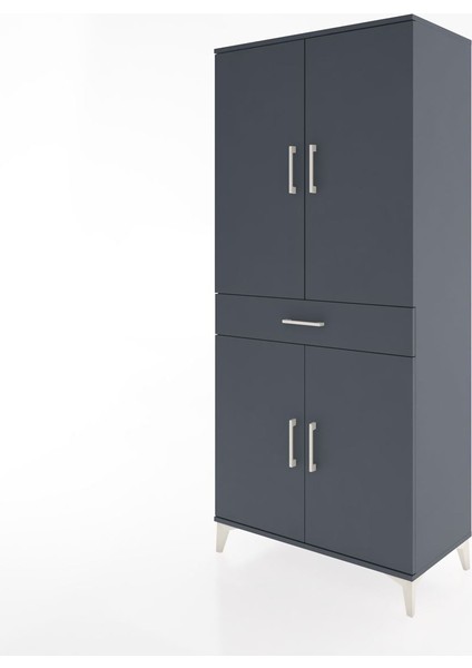Hyperion Dolap 4 Raflı Tek Çekmeceli 4 Kapaklı 88X44X195 Antrasit-Antrasit modelleri