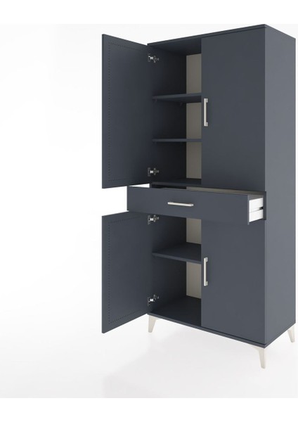 Hyperion Dolap 4 Raflı Tek Çekmeceli 4 Kapaklı 88X44X195 Antrasit-Antrasit fırsatları