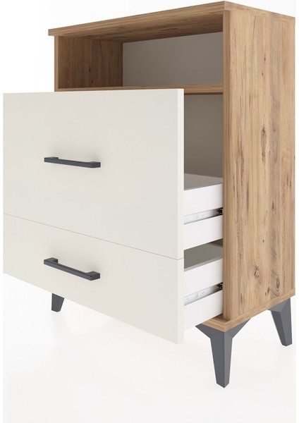 Arges Komodin Tek Raflı 2 Çekmeceli 60X30X80 Çam-Aytaşı fırsatları