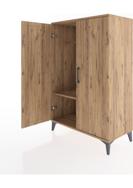 Hyperion Dolap Tek Raflı 2 Kapaklı Tek Askılı 88X44X134 Çam-Çam fırsatları
