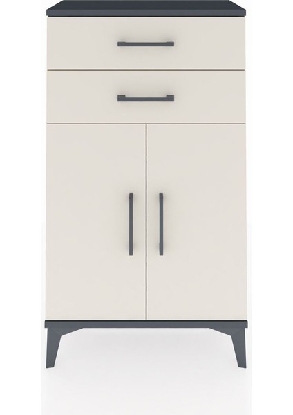 Arges Komodin Tek Raflı 2 Çekmeceli 2 Kapaklı 60X30X106 Antrasit-Aytaşı fiyatları
