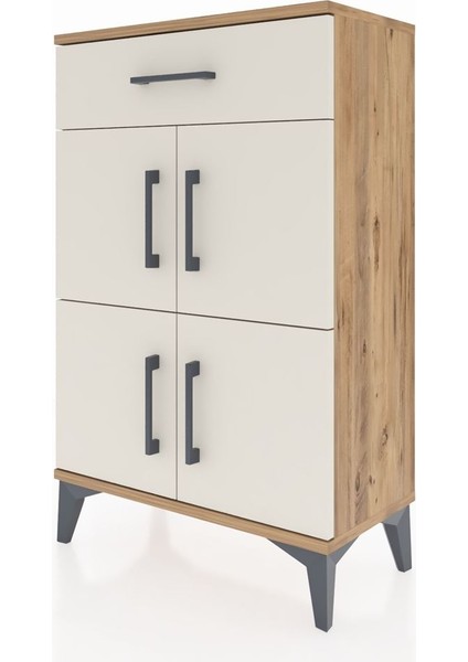 Arges Komodin Tek Raflı Tek Çekmeceli 4 Kapaklı 60X30X96 Çam-Aytaşı modelleri