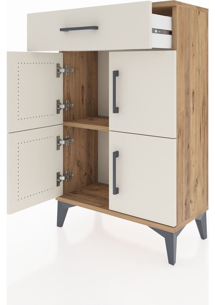 Arges Komodin Tek Raflı Tek Çekmeceli 4 Kapaklı 60X30X96 Çam-Aytaşı fırsatları