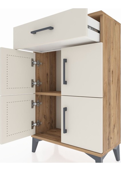 Arges Komodin Tek Raflı Tek Çekmeceli 4 Kapaklı 60X30X96 Çam-Aytaşı indirimleri