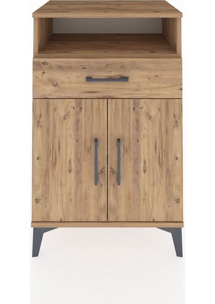 Hyperion Komodin 2 Raflı Tek Çekmeceli 2 Kapaklı 60X44X96 Çam-Çam