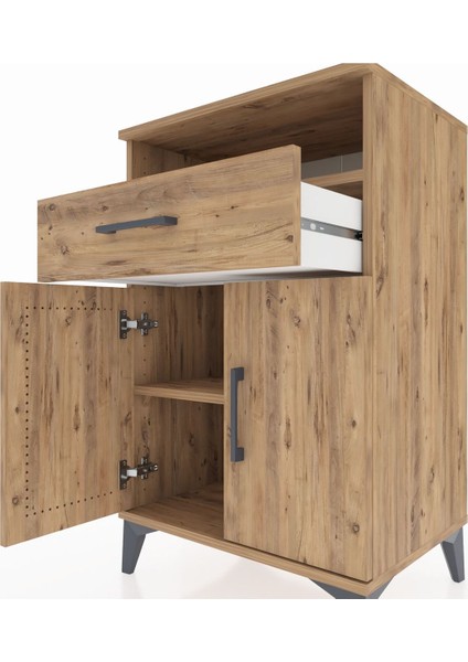Hyperion Komodin 2 Raflı Tek Çekmeceli 2 Kapaklı 60X44X96 Çam-Çam indirimleri