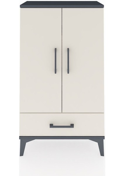 Arges Komodin 3 Raflı Tek Çekmeceli 2 Kapaklı 60X30X106 Antrasit-Aytaşı fiyatları