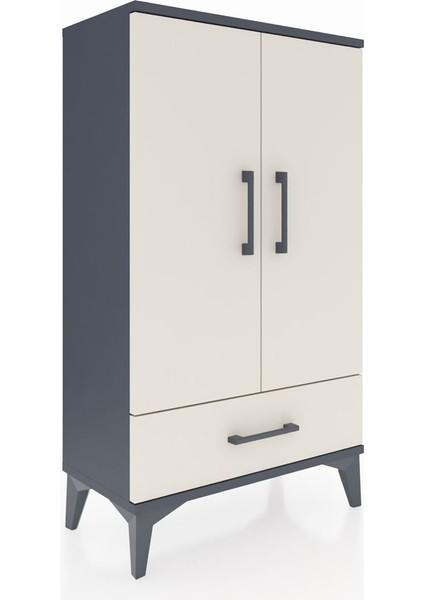 Arges Komodin 3 Raflı Tek Çekmeceli 2 Kapaklı 60X30X106 Antrasit-Aytaşı fırsatları