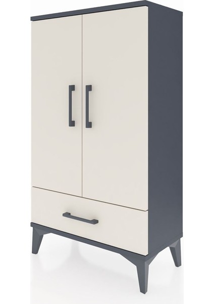 Arges Komodin 3 Raflı Tek Çekmeceli 2 Kapaklı 60X30X106 Antrasit-Aytaşı indirimleri