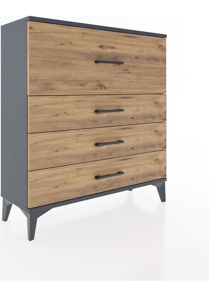 Arges Şifonyer 4 Çekmeceli 88X30X96 Antrasit-Çam fiyatları