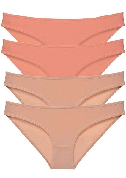 4 Adet Süper Eko Set Likralı Kadın Slip Külot Pudra Ten