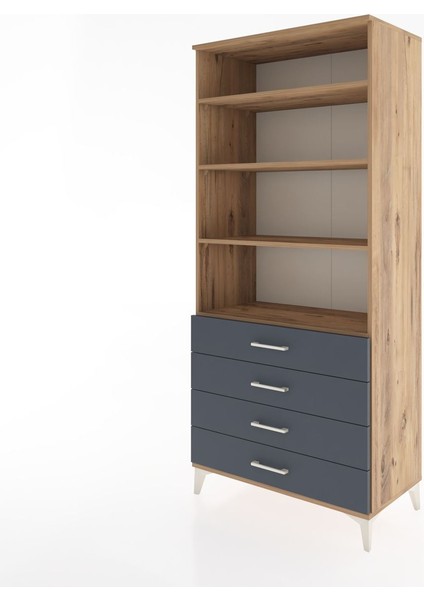 Hyperion Dolap 4 Raflı 4 Çekmeceli 88X44X195 Çam-Antrasit modelleri