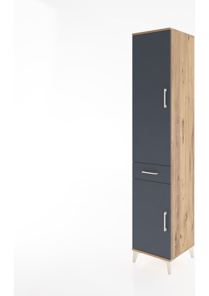 Hyperion Dolap 4 Raflı Tek Çekmeceli 2 Kapaklı 44X44X221 Çam-Antrasit modelleri