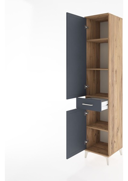 Hyperion Dolap 4 Raflı Tek Çekmeceli 2 Kapaklı 44X44X221 Çam-Antrasit fırsatları