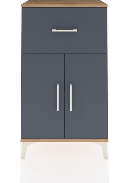 Arges Komodin Tek Raflı Tek Çekmeceli 2 Kapaklı 60X30X106 Çam-Antrasit fiyatları