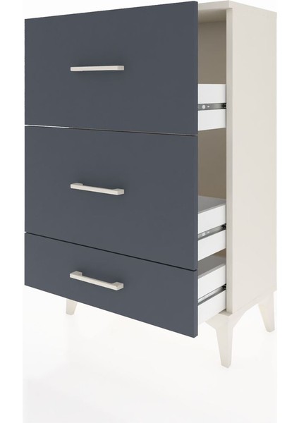 Arges Komodin 3 Çekmeceli 60X30X96 Aytaşı-Antrasit fırsatları