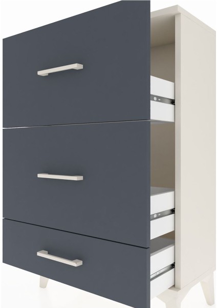 Arges Komodin 3 Çekmeceli 60X30X96 Aytaşı-Antrasit indirimleri