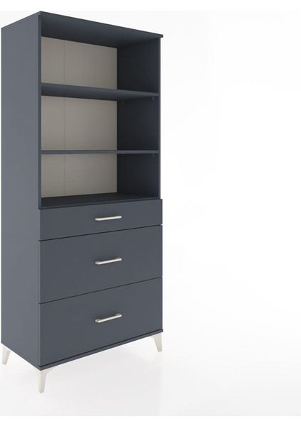 Hyperion Dolap 3 Raflı 3 Çekmeceli 88X44X195 Antrasit-Antrasit fiyatları