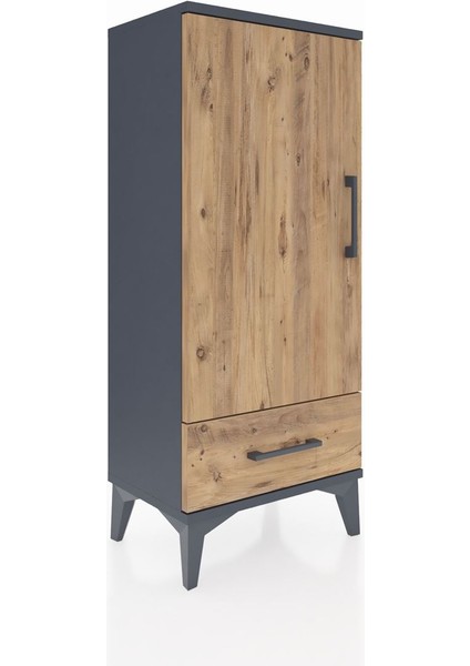 Arges Komodin 3 Raflı Tek Çekmeceli Tek Kapaklı 44X30X106 Antrasit-Çam fiyatları