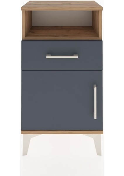 Arges Komodin Tek Raflı 2 Çekmeceli Tek Kapaklı 44X30X80 Çam-Antrasit fiyatları