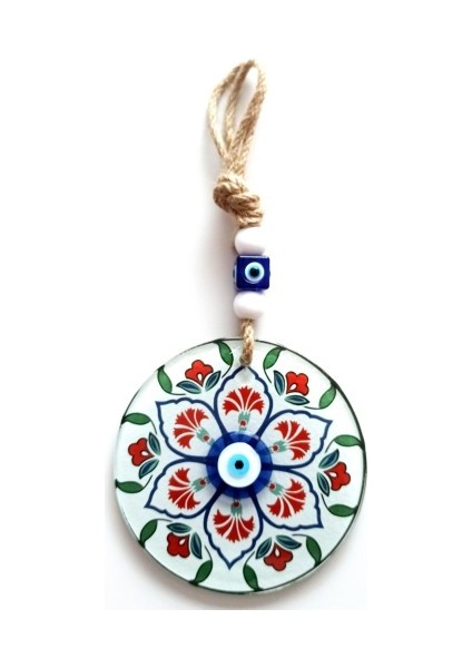 Karanfil Desenli Nazar Boncuklu Füzyon Cam Duvar Süsü fiyatları