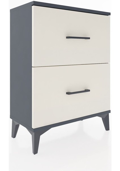 Arges Komodin 2 Çekmeceli 60X30X80 Antrasit-Aytaşı fiyatları