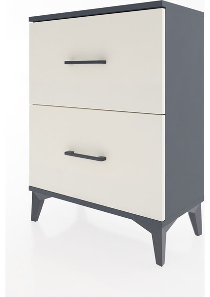 Arges Komodin 2 Çekmeceli 60X30X80 Antrasit-Aytaşı modelleri