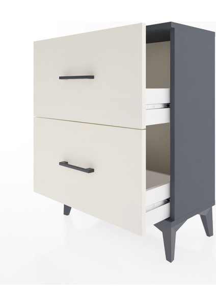 Arges Komodin 2 Çekmeceli 60X30X80 Antrasit-Aytaşı fırsatları