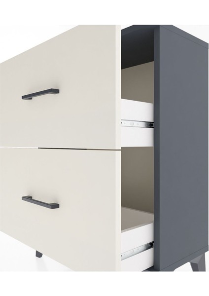 Arges Komodin 2 Çekmeceli 60X30X80 Antrasit-Aytaşı indirimleri