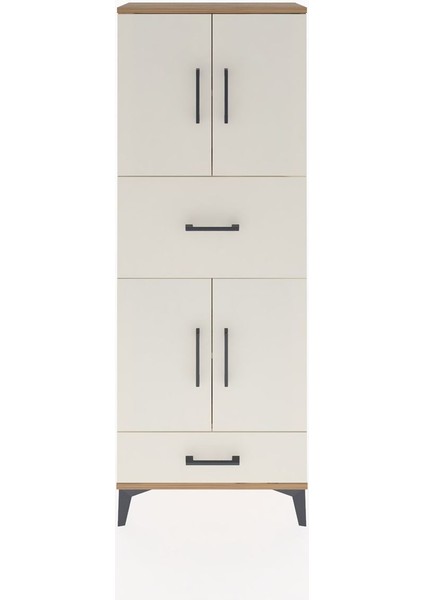 Arges Dolap 4 Raflı 2 Çekmeceli 4 Kapaklı 60X30X163 Çam-Aytaşı