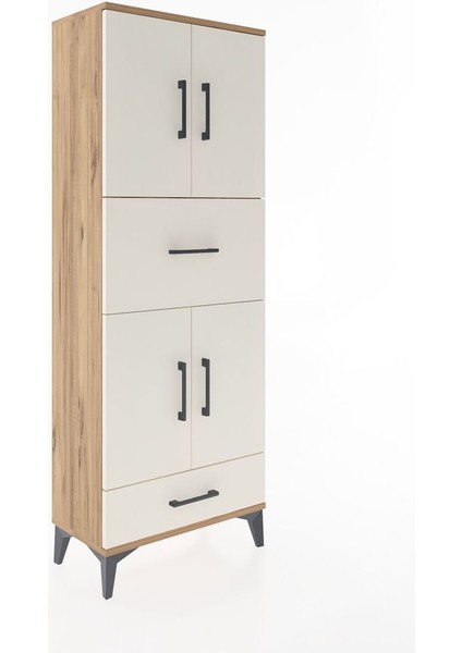Arges Dolap 4 Raflı 2 Çekmeceli 4 Kapaklı 60X30X163 Çam-Aytaşı fiyatları